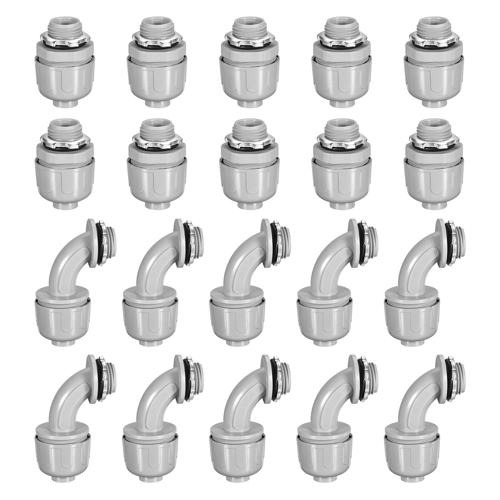 20pcs 1/2" NPT Liquid Tight Connector PVC Electrical Conduit Fittings 90/180D