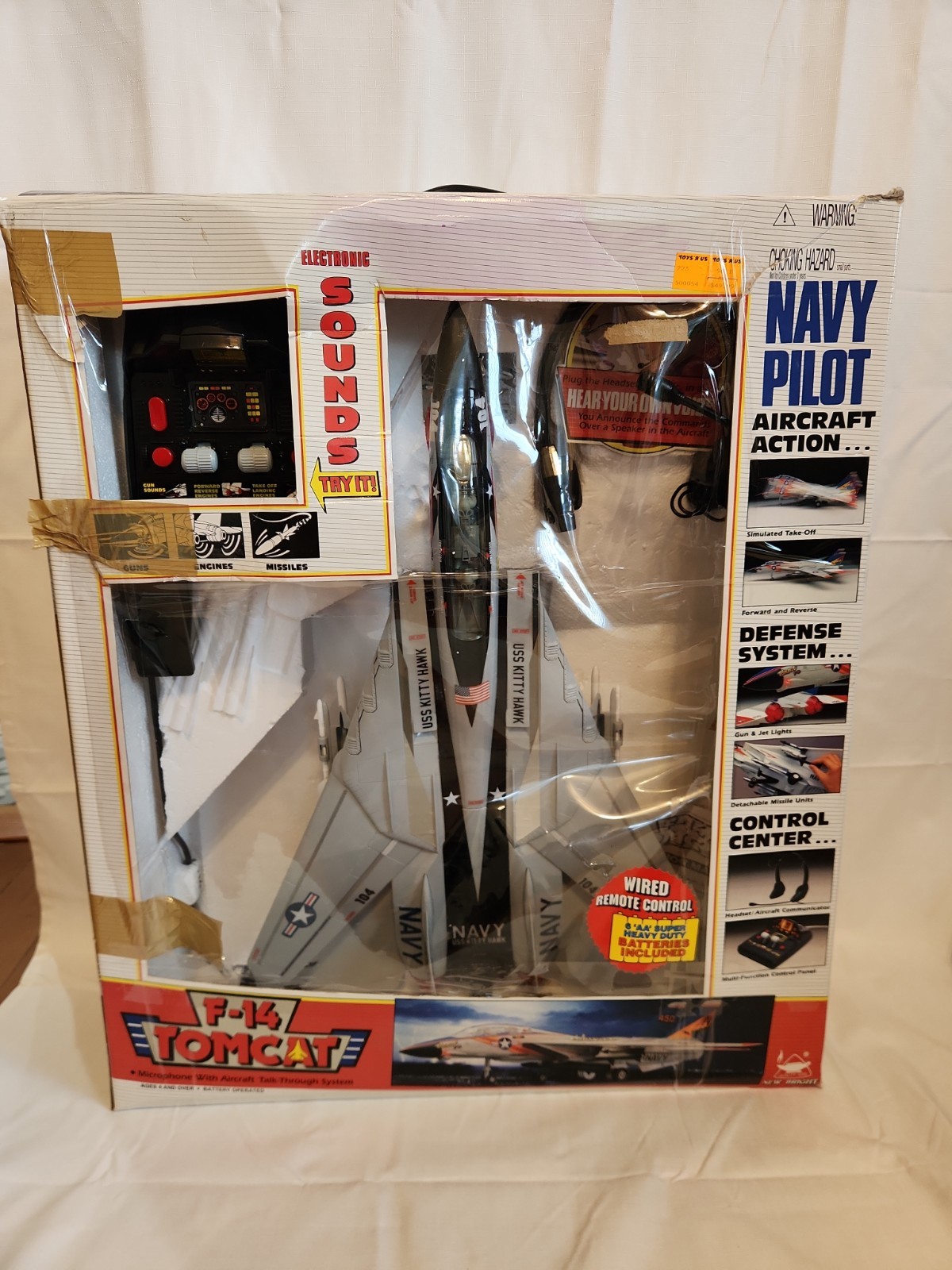 Vintage 1996 New Bright F-14 Tomcat Remote Control Kitty Hawk Airplane Jet 223