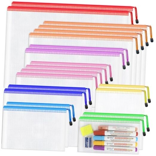 20pcs Mesh Zipper Pouch, 8 Sizes Plastic Zipper Pouches for Multisizes-20pcs