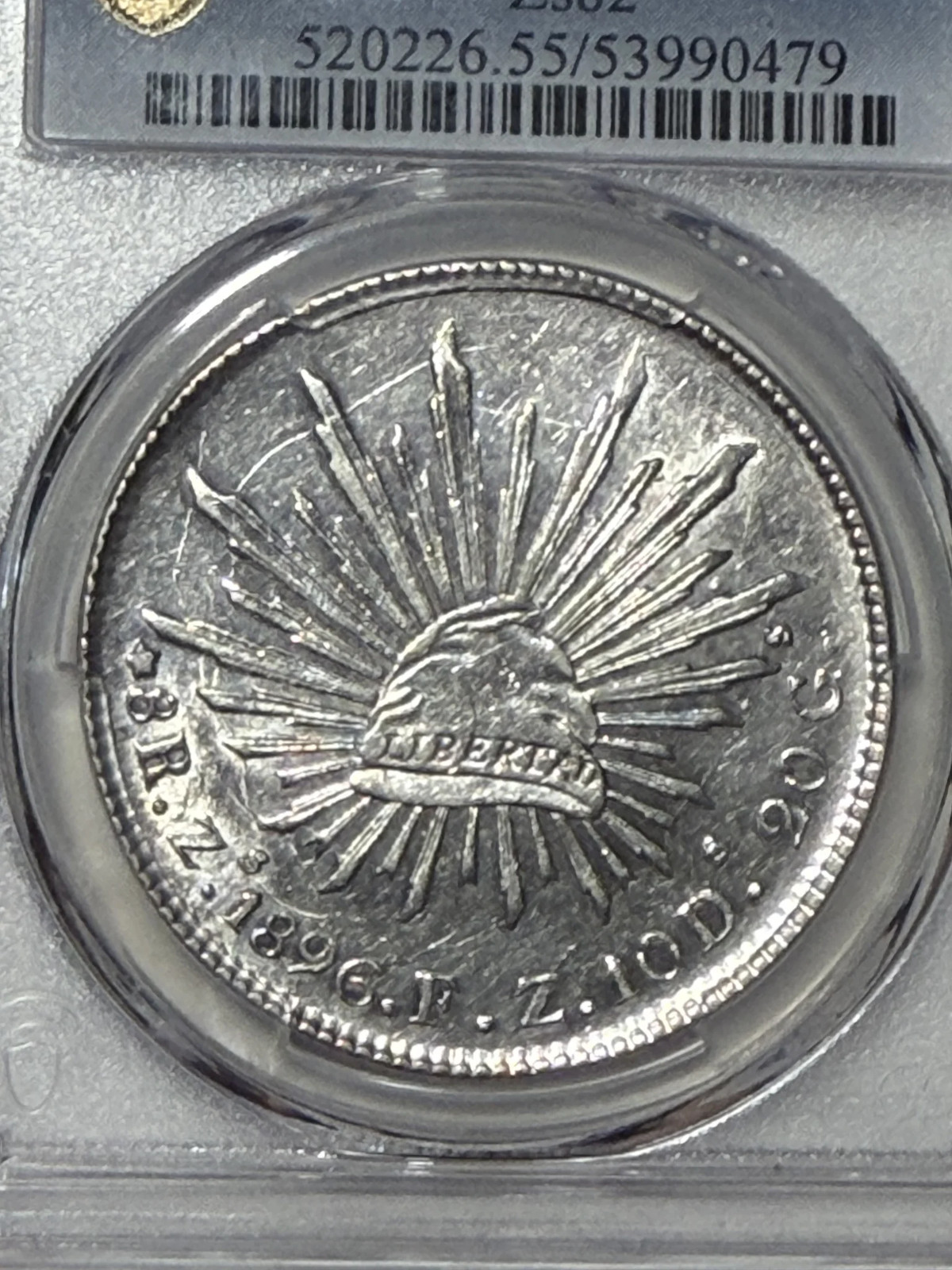 1896-Zs FZ Mexico 8 Reales Cap Rays World Coin PCGS AU55 #53990479