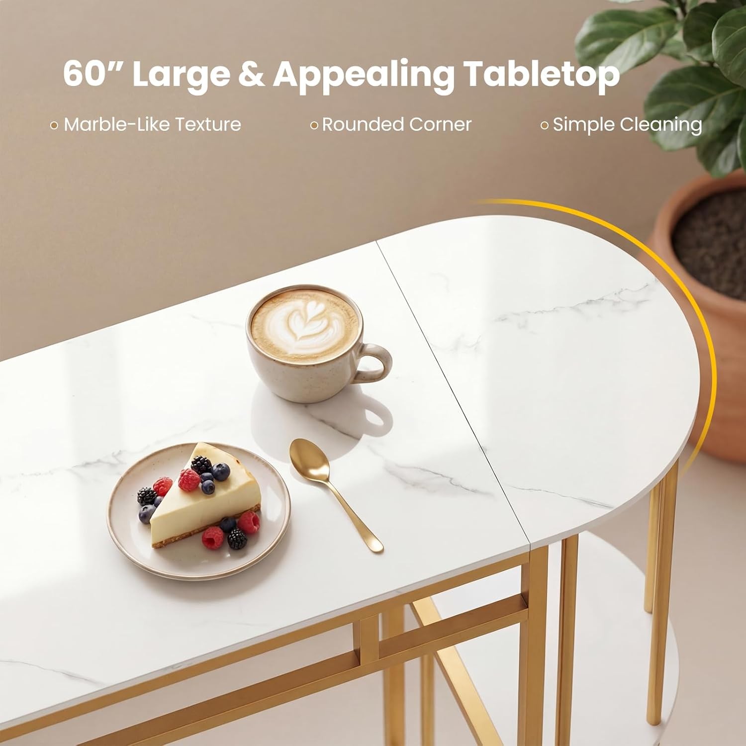 Bar Table Set for 2 with Storage Shelves, 60" Dining Table & 2 Upholstered