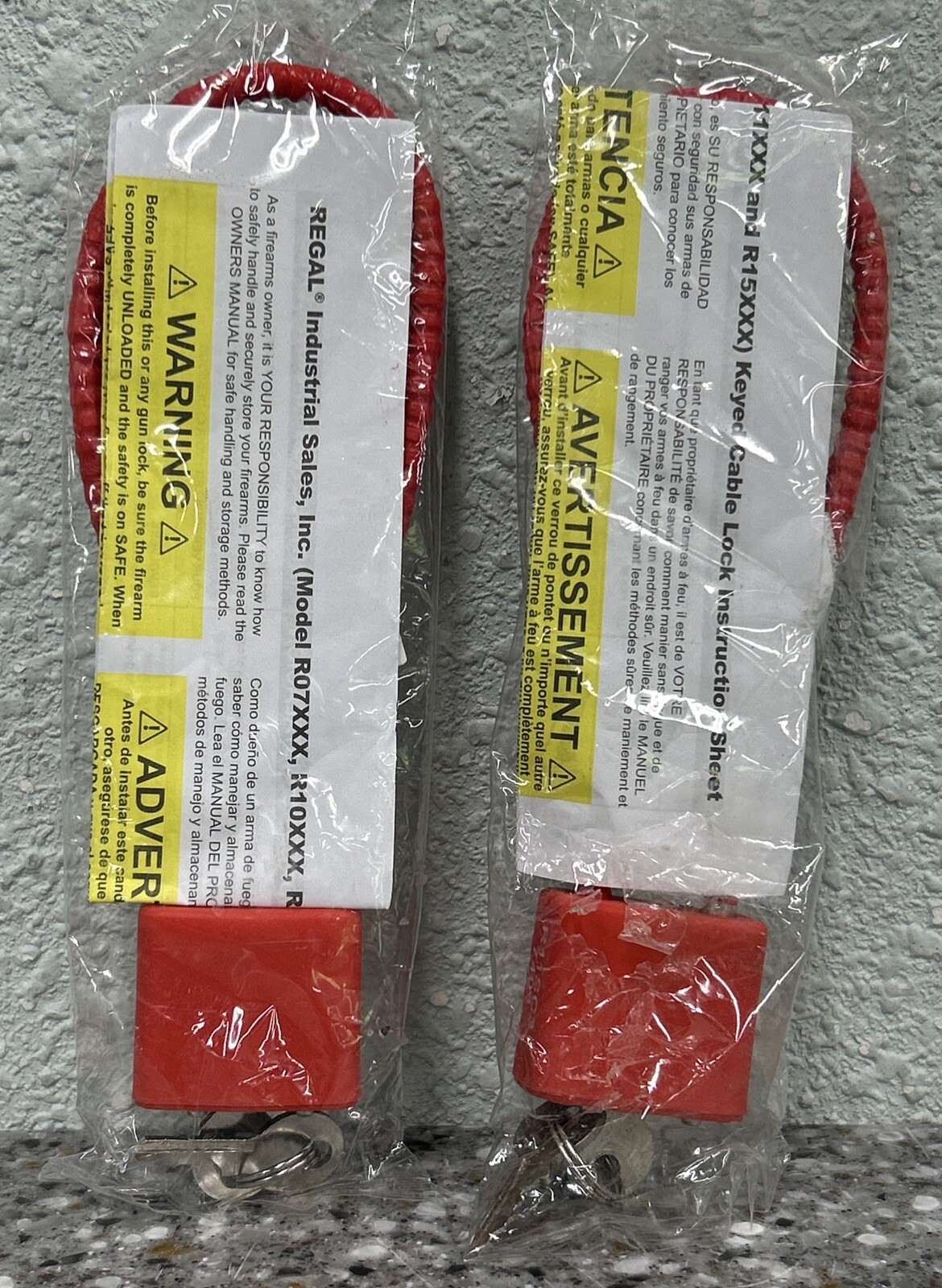 2 New Red Regal Cable Gun Locks With 2 Keys- Child Safety
