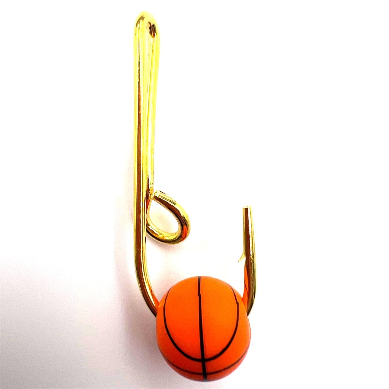 1PC High Carbon Steel Fishing Hook Hat Pin Clips Hat Tie Clip Gold basketball