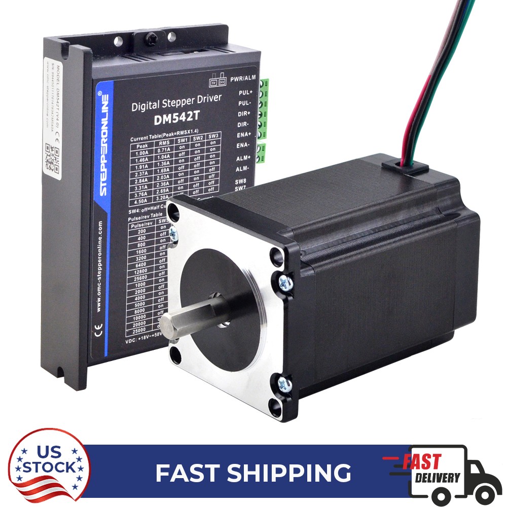 STEPPERONLINE 2.4Nm 340oz.in Nema 23 Stepper CNC Kit Motor & 1~4.5A Driver