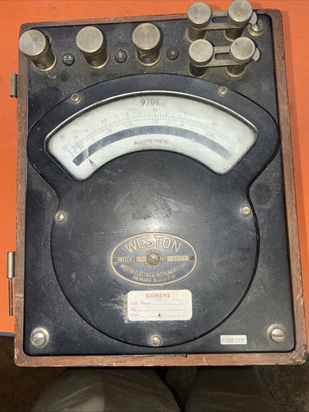 Vintage WESTON Amperes Meter Model 370 Steam Punk Restoration Man Cave