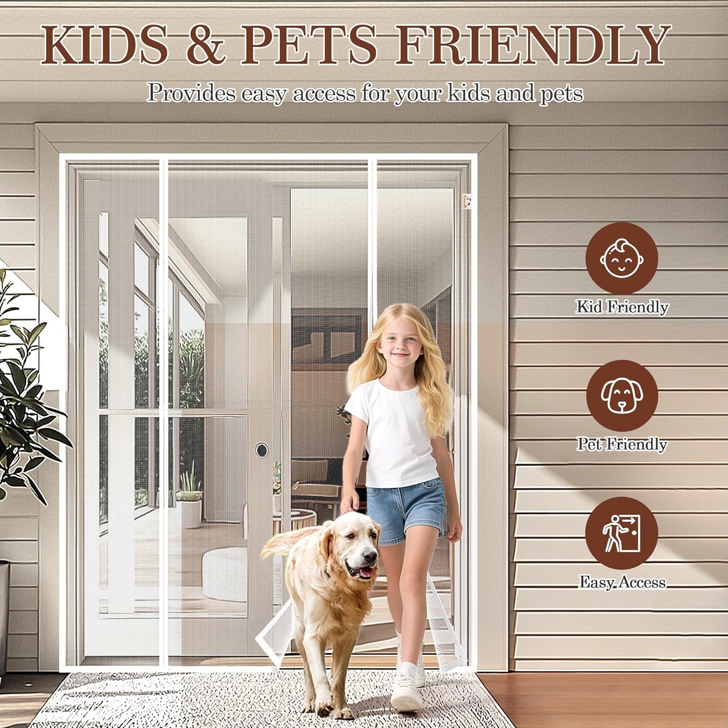 White Polyester Screen Door - Double Door Design