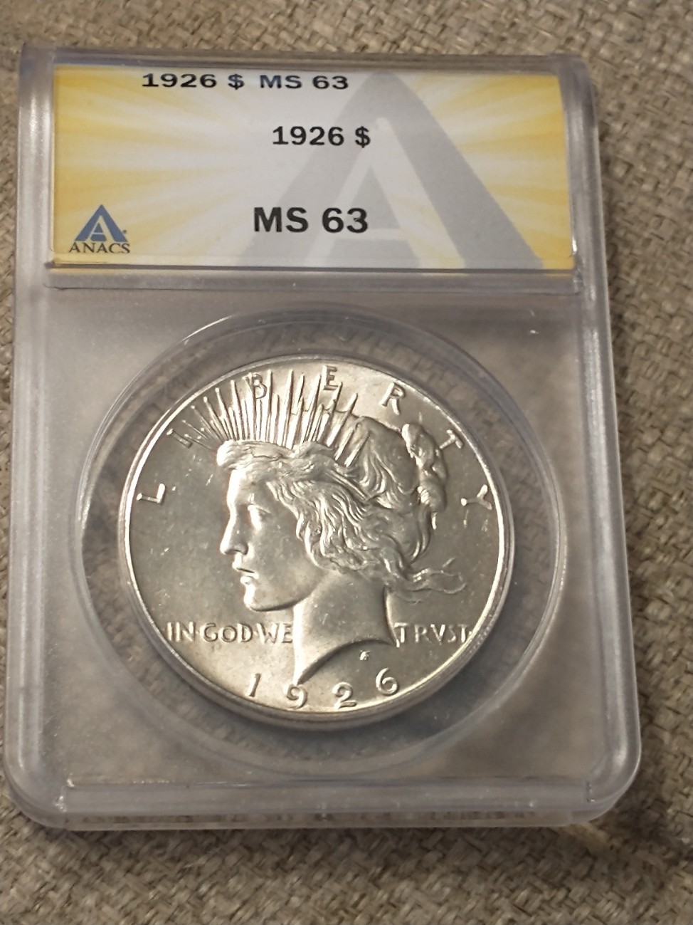 1926 Low Mintage Peace Silver Dollar, ANACS MS 63