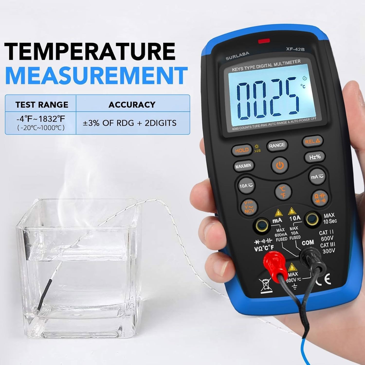 Digital Multimeter TRMS Autorange AC/DC Volt Amp Ohm Temp Continuity NCV 6000Cou