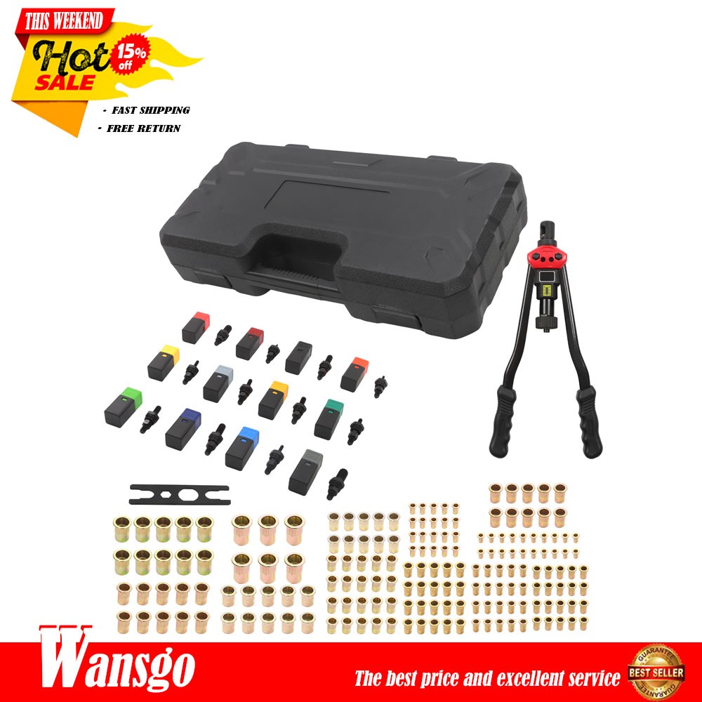 Rivet Nut Tool Kit 16-Inch with 12 Metric Imperial Mandrels 176Pcs Rivet Nut Kit