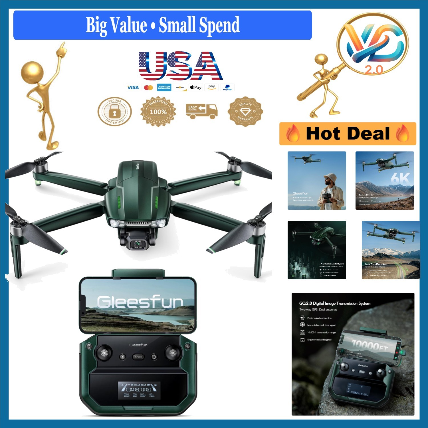 Pro 6K Drone with 4K Camera 70Min Flight 10,000ft Range FAA Compliant