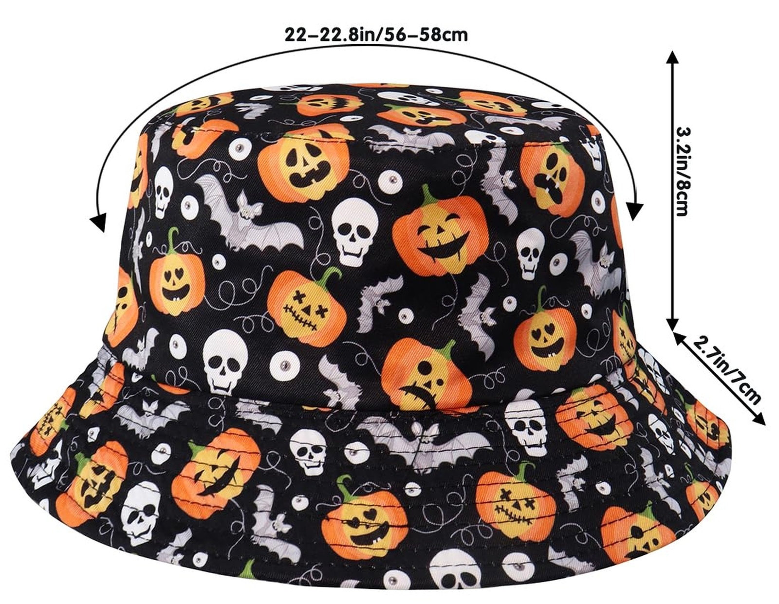Halloween Bucket Hat Beach Sun Hat Funny Fishing Hat for Women, Reversible Do...