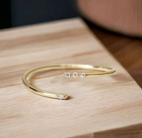 Yellow Gold Rd Adjustable Lab Created Diamond Women Four Stone Toe Ring Silver