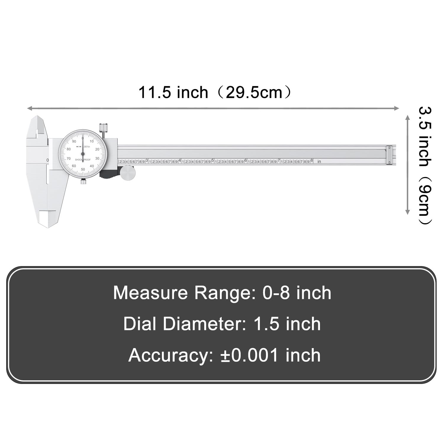 Dial Caliper Shockproof Dial Caliper Precision Caliper with Watch 0-9 Range, ...