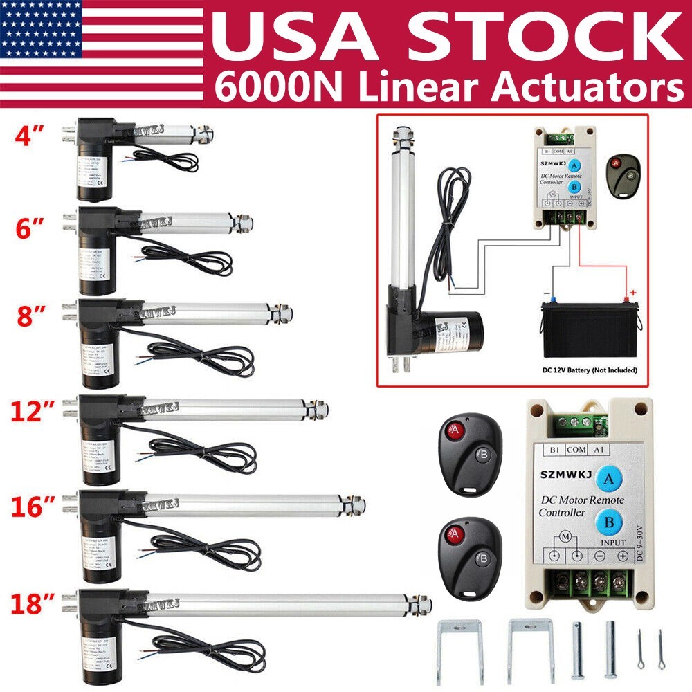Heavy Duty 6000N 1320lbs Lift 12V Linear Actuator Motor Controller Switch Kit DO