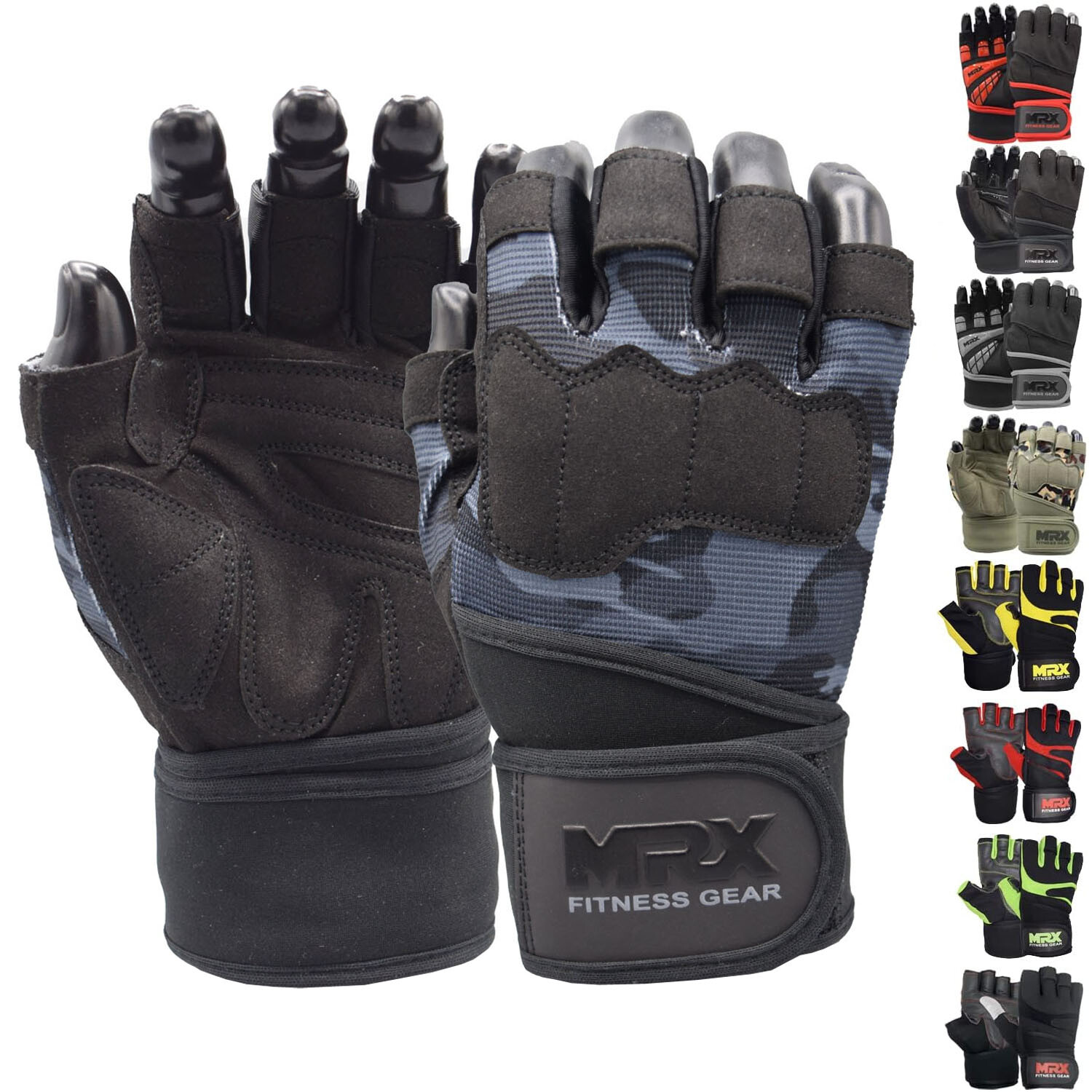 Men Weight lifting Workout Gym Glove Wrist Support Lifting Exercise Fingerless