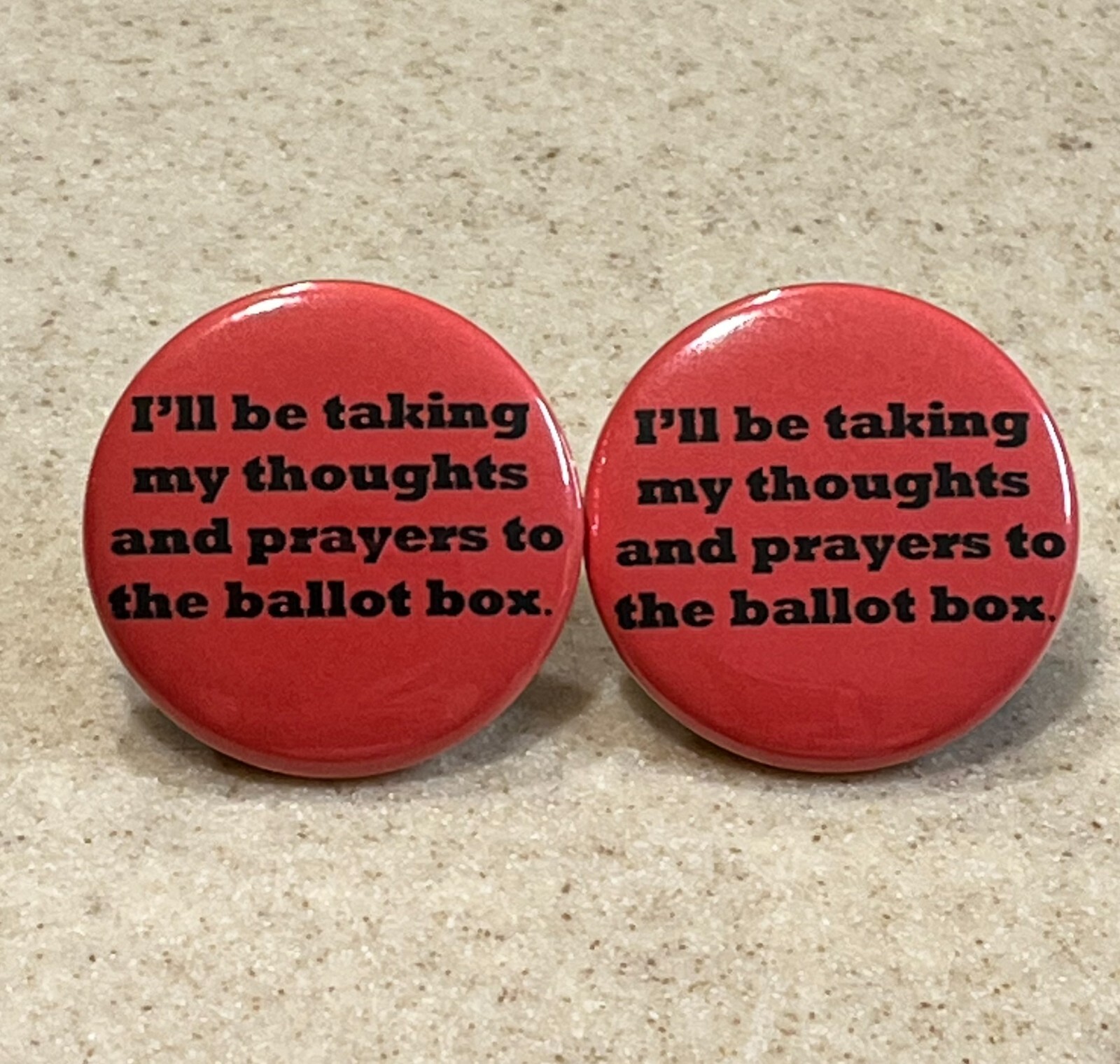 Anti-Assault Weapon Pin-Back Buttons, 2-Pack, 1 1/2 inches.
