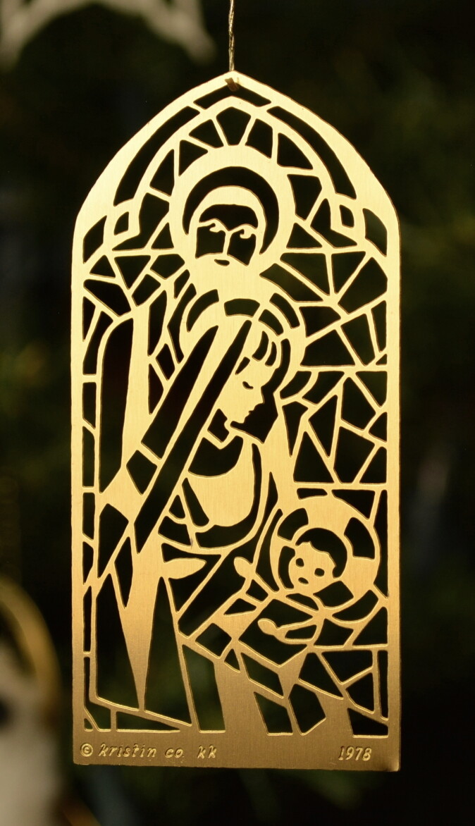 "Nativity Window" brass ornament by Kristin Kjorlaug