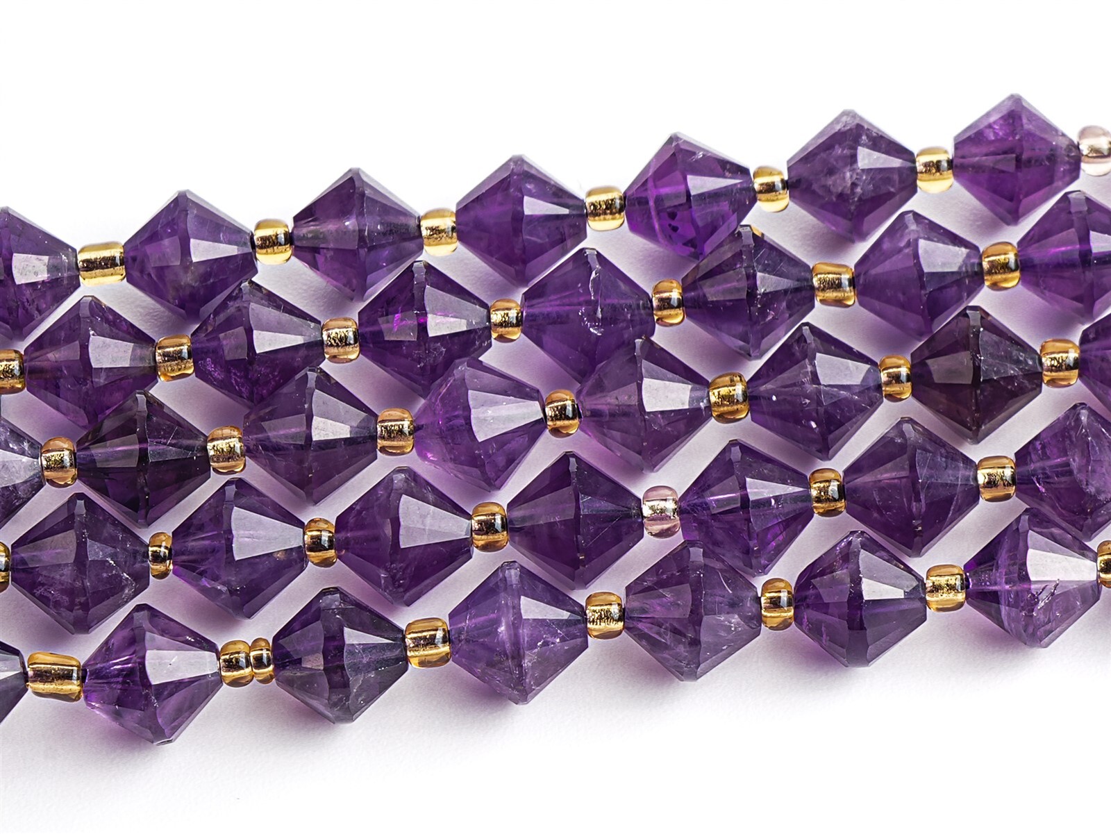 8MM Genuine Natural Purple Amethyst Beads Grade AA Bicone Faceted Loose Beads