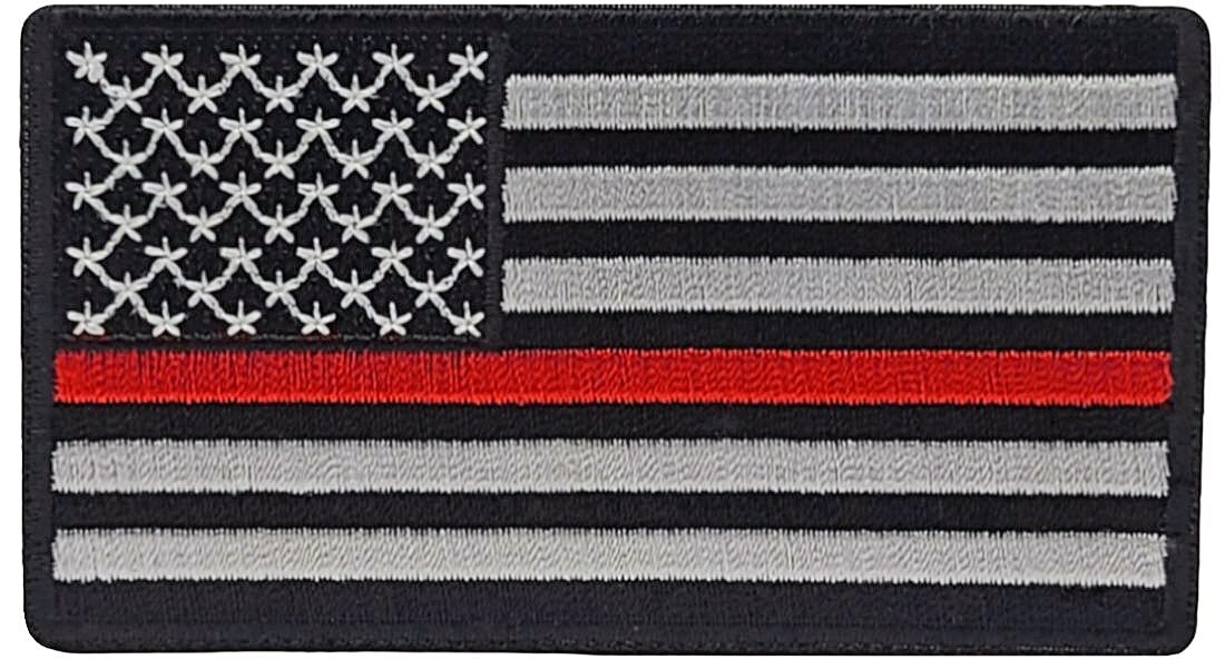 Thin Red Line USA Flag Firefighter PATCH |2PC IRON ON OR SEW 3.5"X2