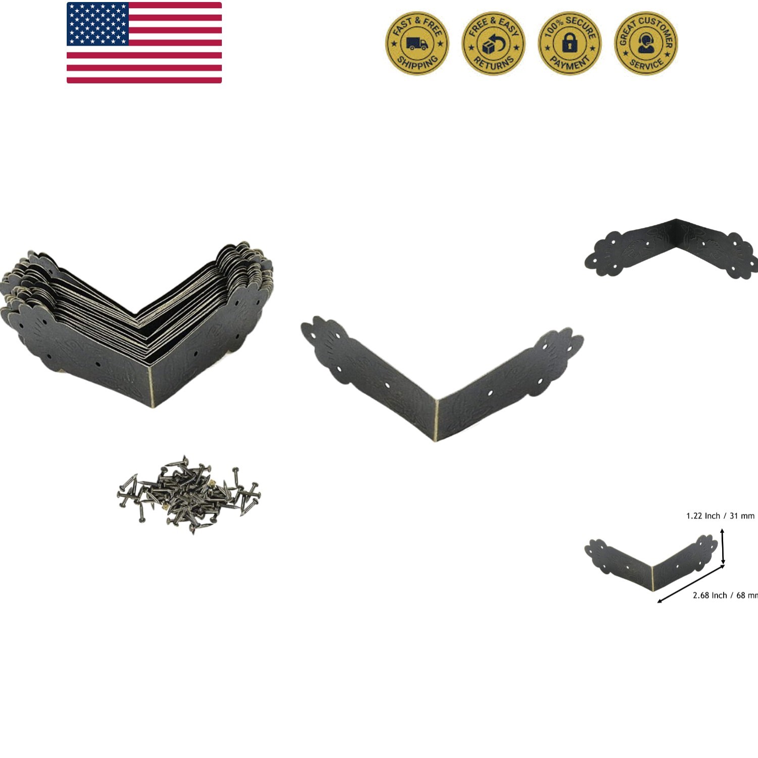 20 PCS Metal Corner Protector,Furniture Corner Hardware Corner Bracket for Ca...