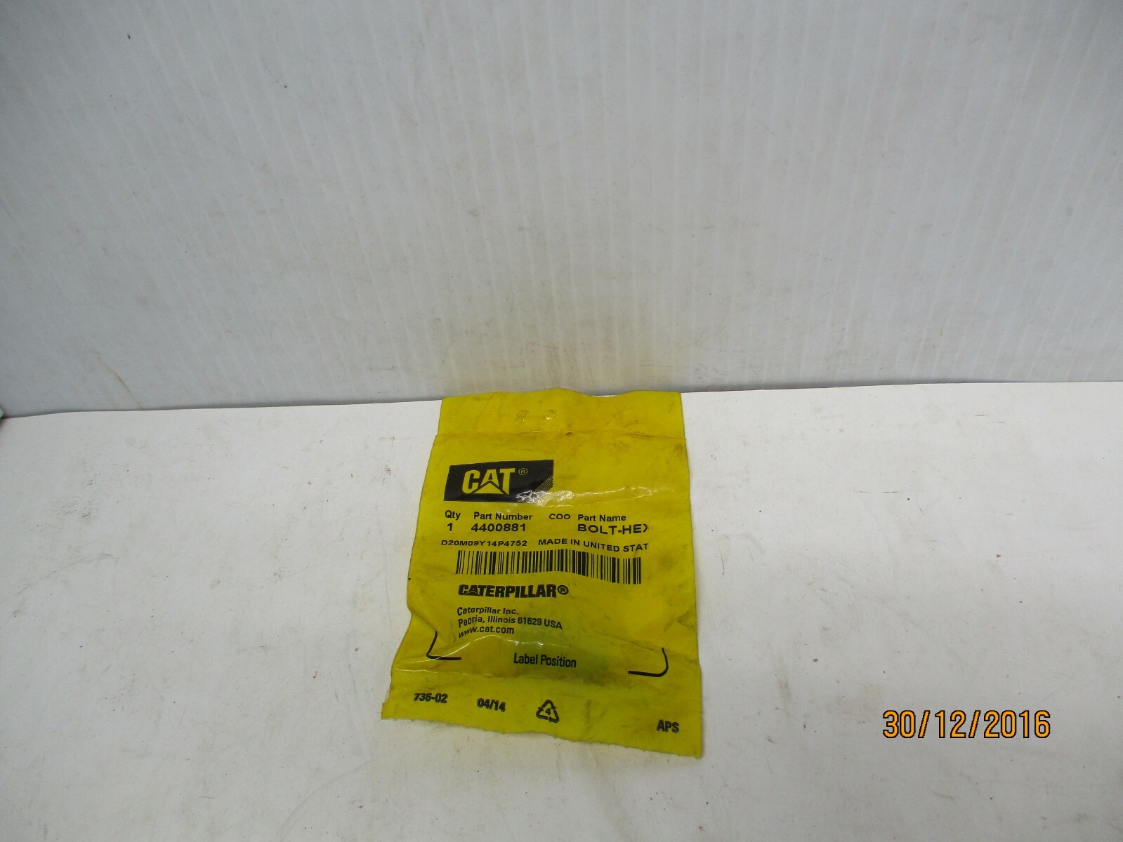 Caterpillar 4400881 CAT OEM Hex Bolt 440-0881