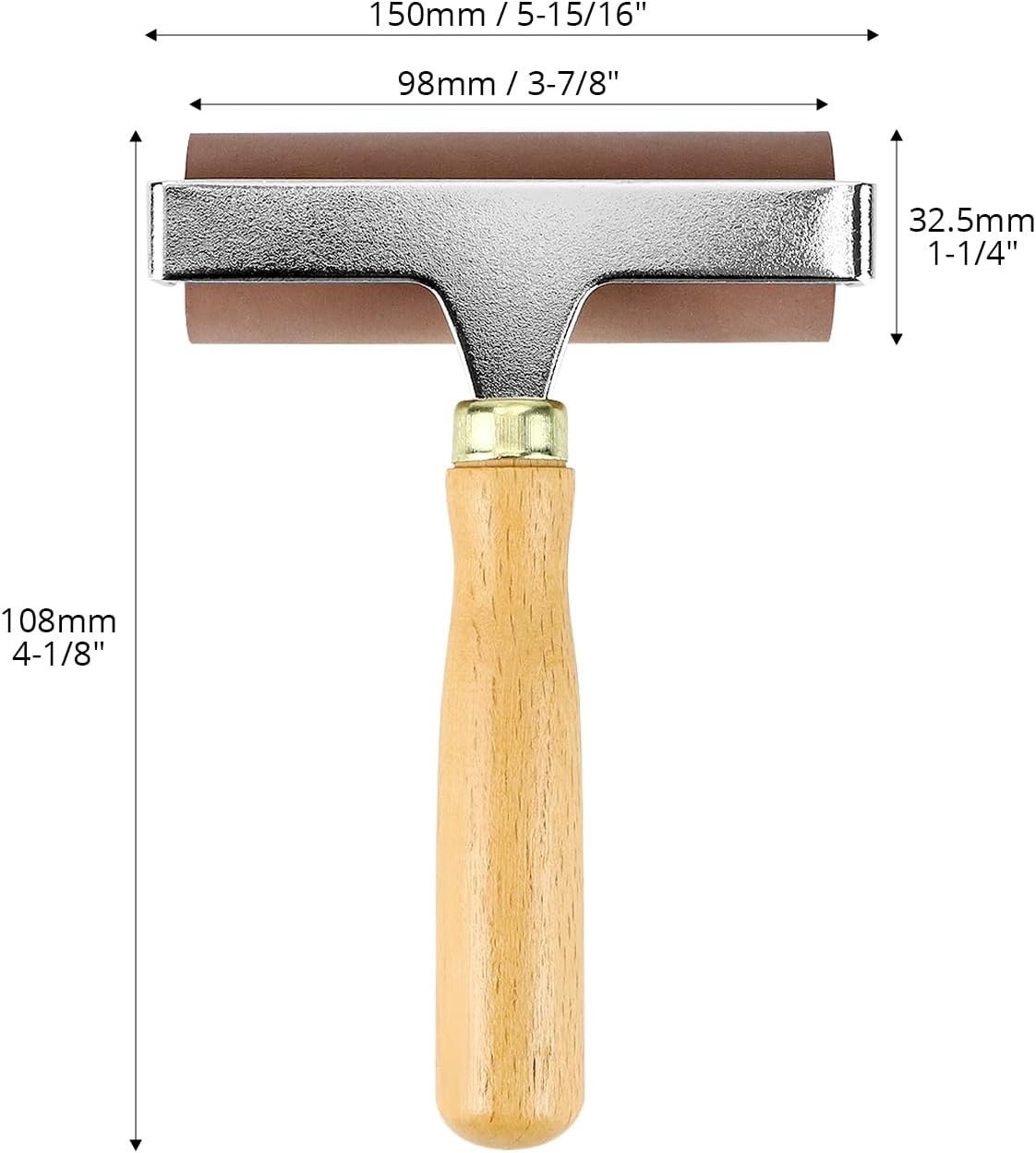 QWORK 4" Soft Rubber Brayer Roller Brown Ink Roller Printmaking Craft Tool