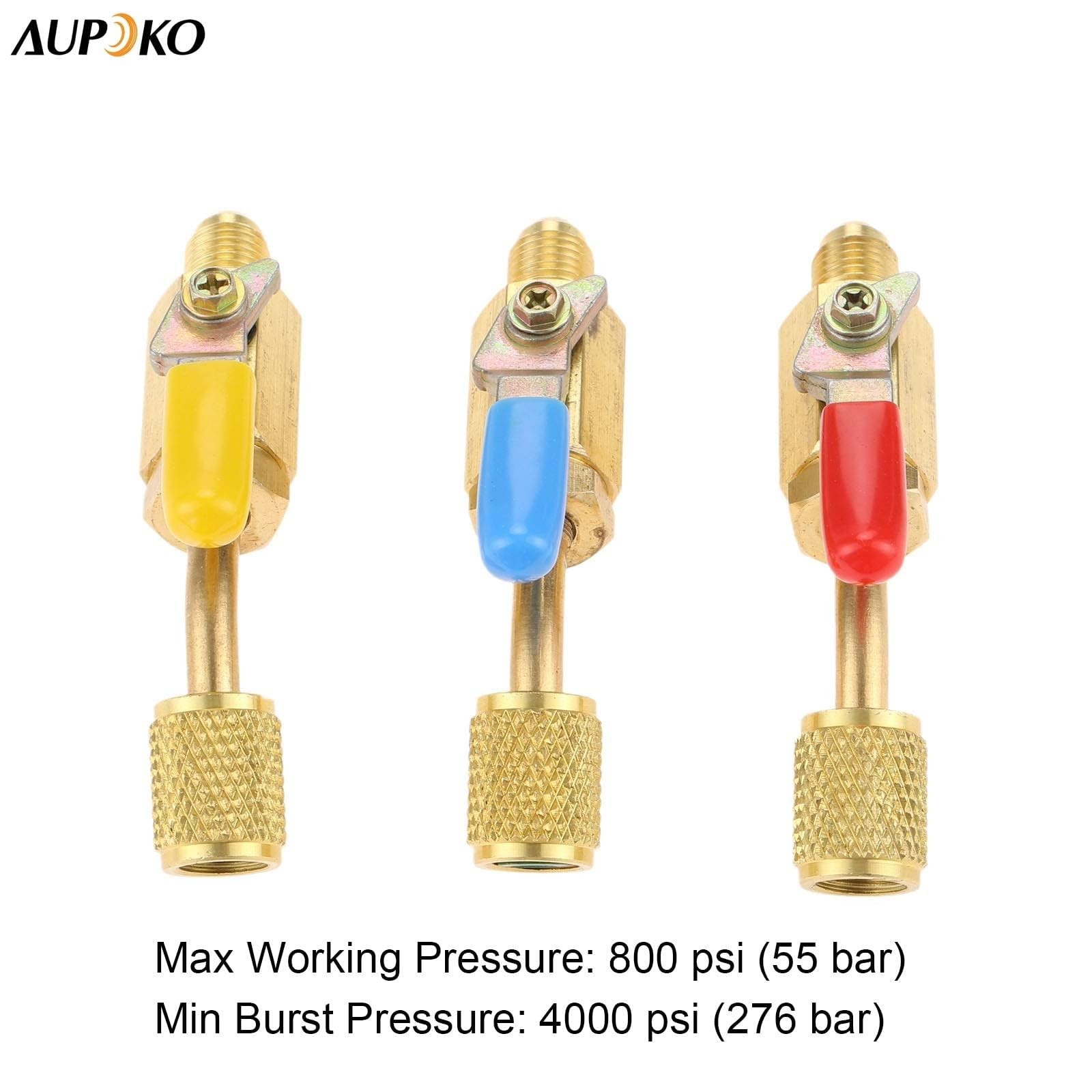 Aupoko Air Conditioning Refrigerant Angled Compact Ball Valve,3Pcs