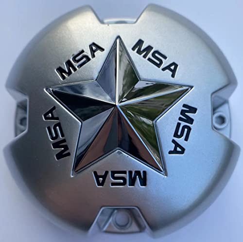 1pc MSA Cap Star Bolt-On Wheel Cap Metallic Silver Hub Cap