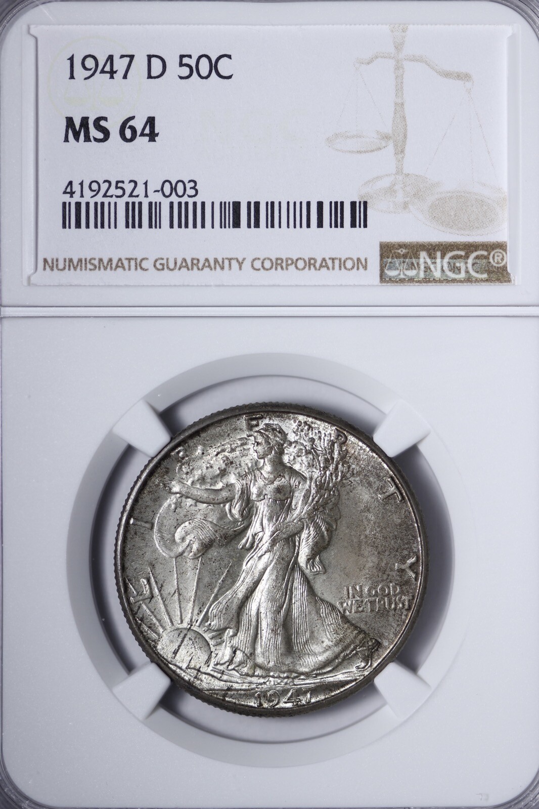 BU 1947-D Walking Liberty Half Dollar NGC MS64 Super Original SALM