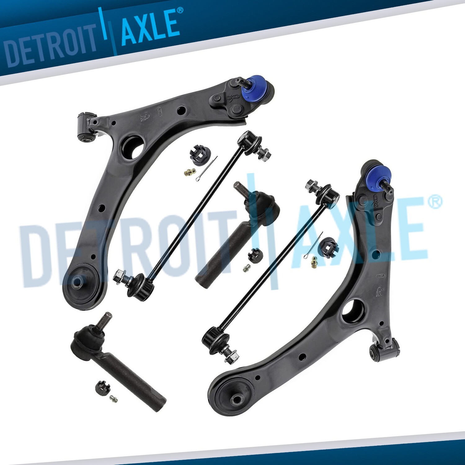 6pc Front Lower Control Arms + Tie Rods + Sway Bars for 2014-2019 Toyota Corolla
