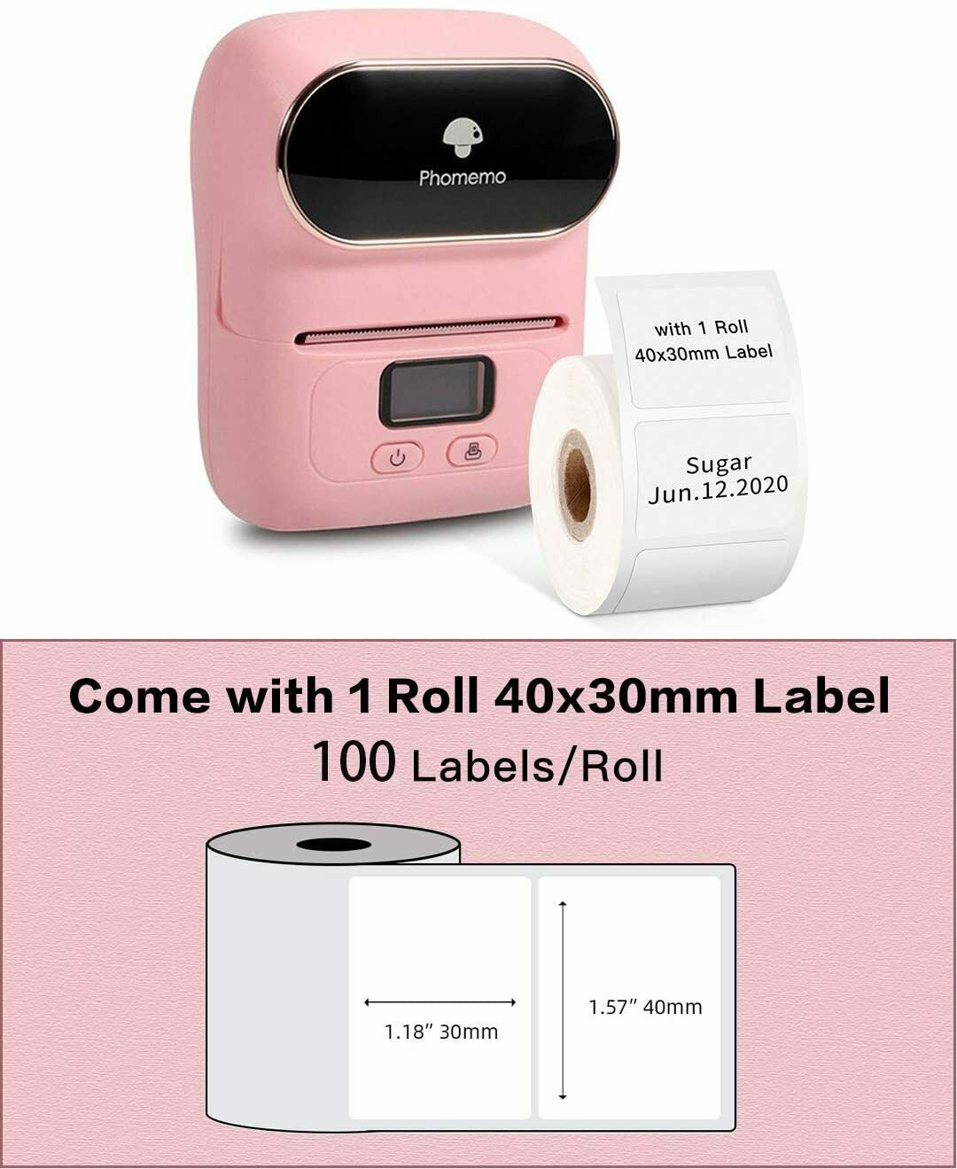Portable Barcode Printer Wireless Pocket Thermal Printer Label Receipt Printer