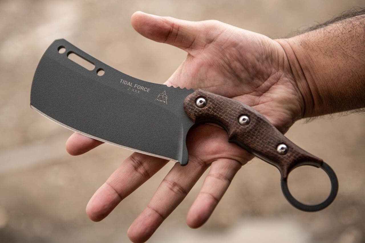 Tops Tidal Force Cleaver Fixed Blade Knife 4.88" Plain Edge