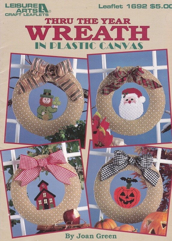 Leisure Arts THRU THE YEAR WREATH IN Plastic Canvas Pattern Book Leaflet #1692