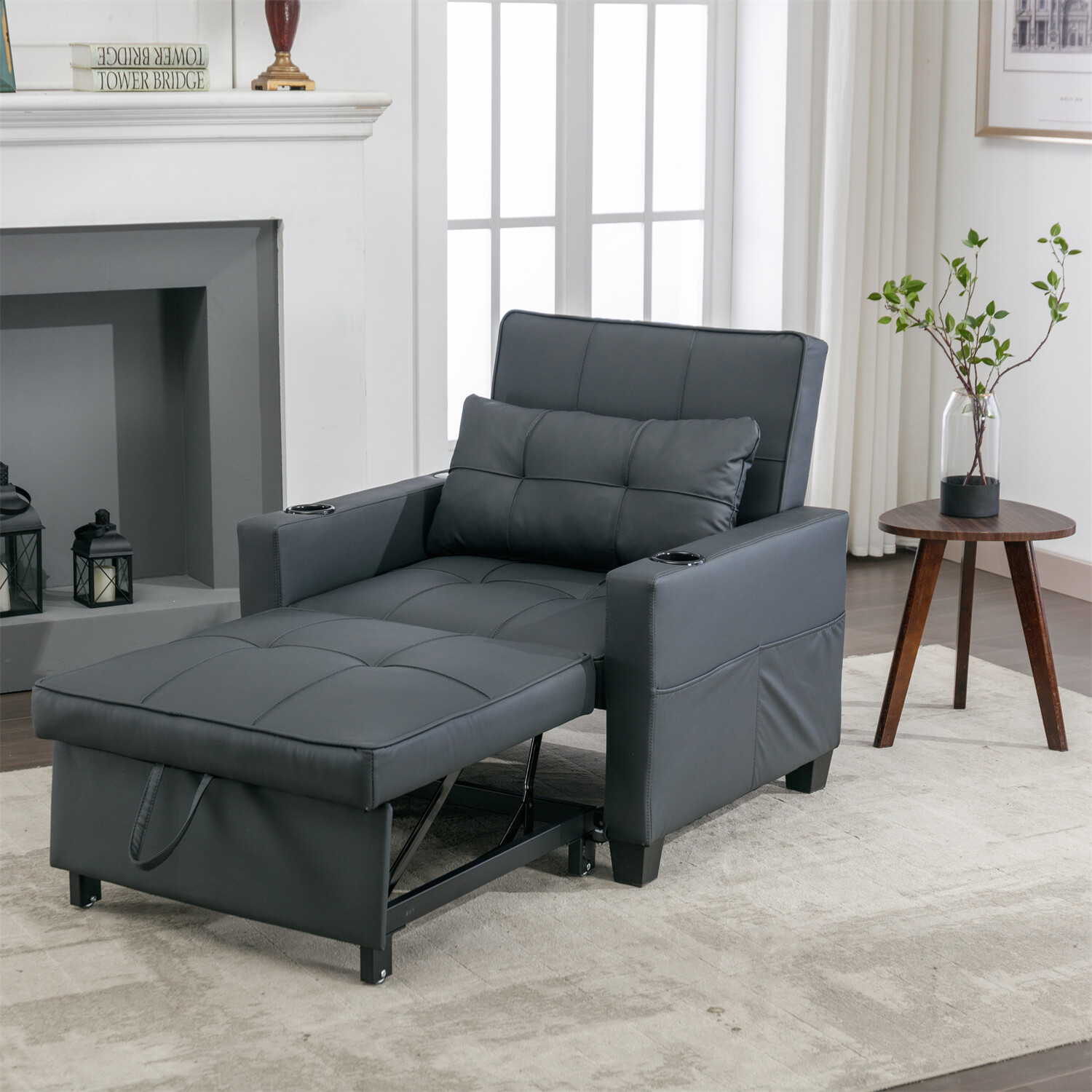 Convertible Sleeper Sofa Bed 3-in-1 Multi-Function Folding Sofa Bed w/ USB Ports