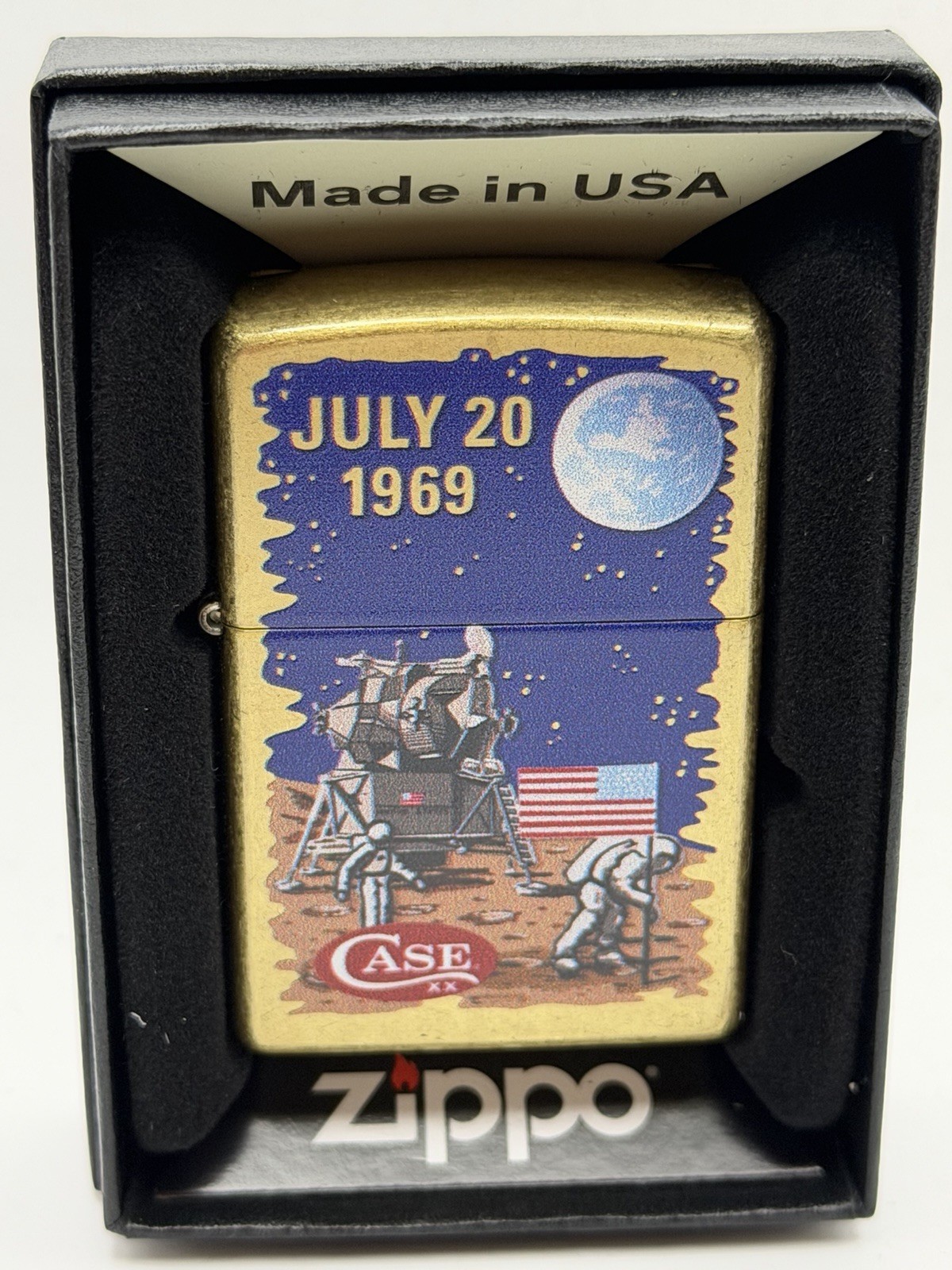 2026 Case XX Cutlery Moon Landing Street Brass Zippo Lighter New 48267