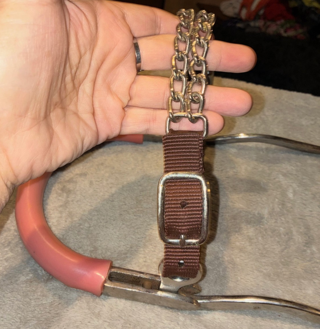 WESTERN MECHANICAL HACKAMORE WITH PINK RUBBER WRAPPED NOSE