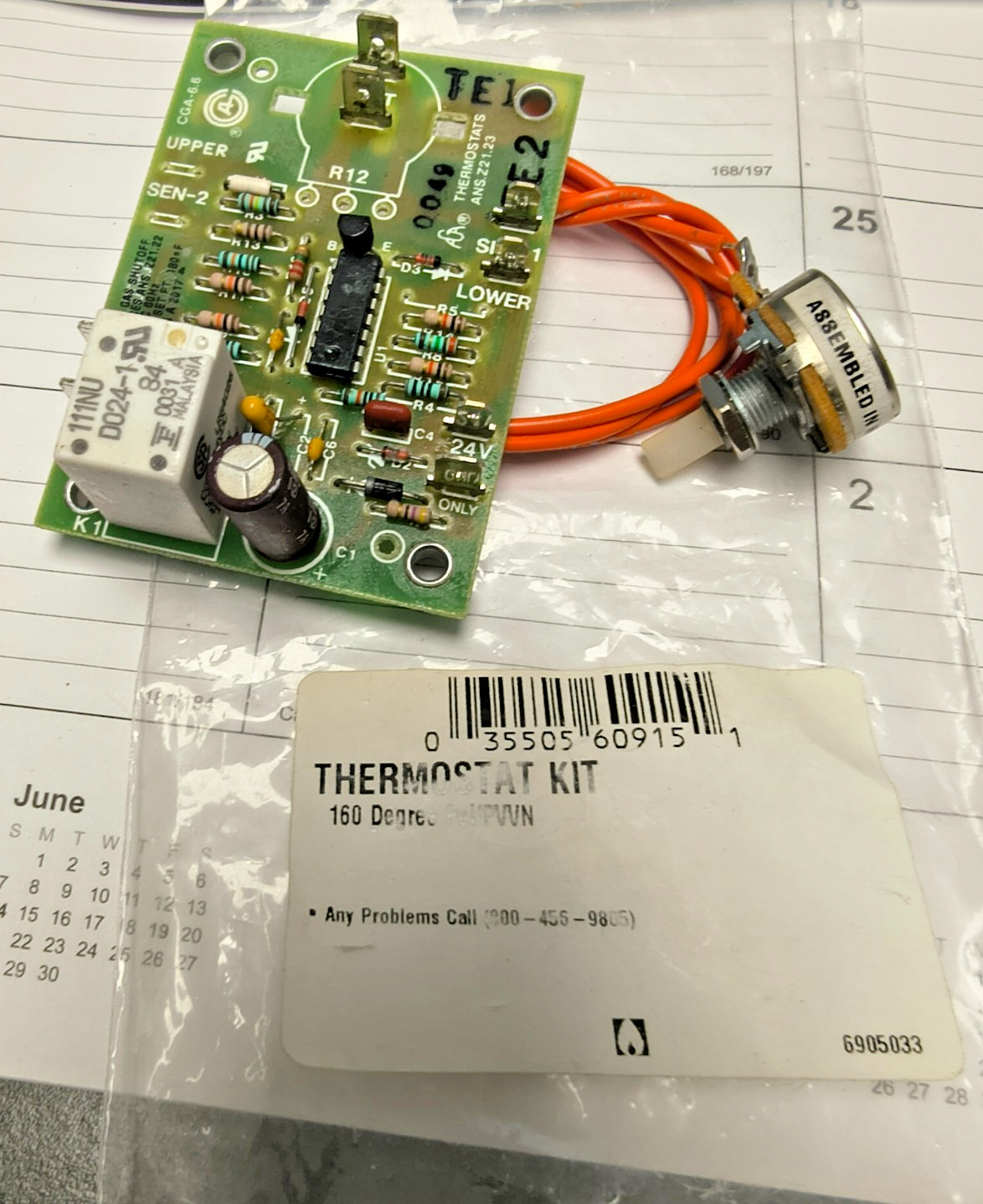 Polaris boiler/hot water tank 6905033  thermostat kit 160 degree American Water