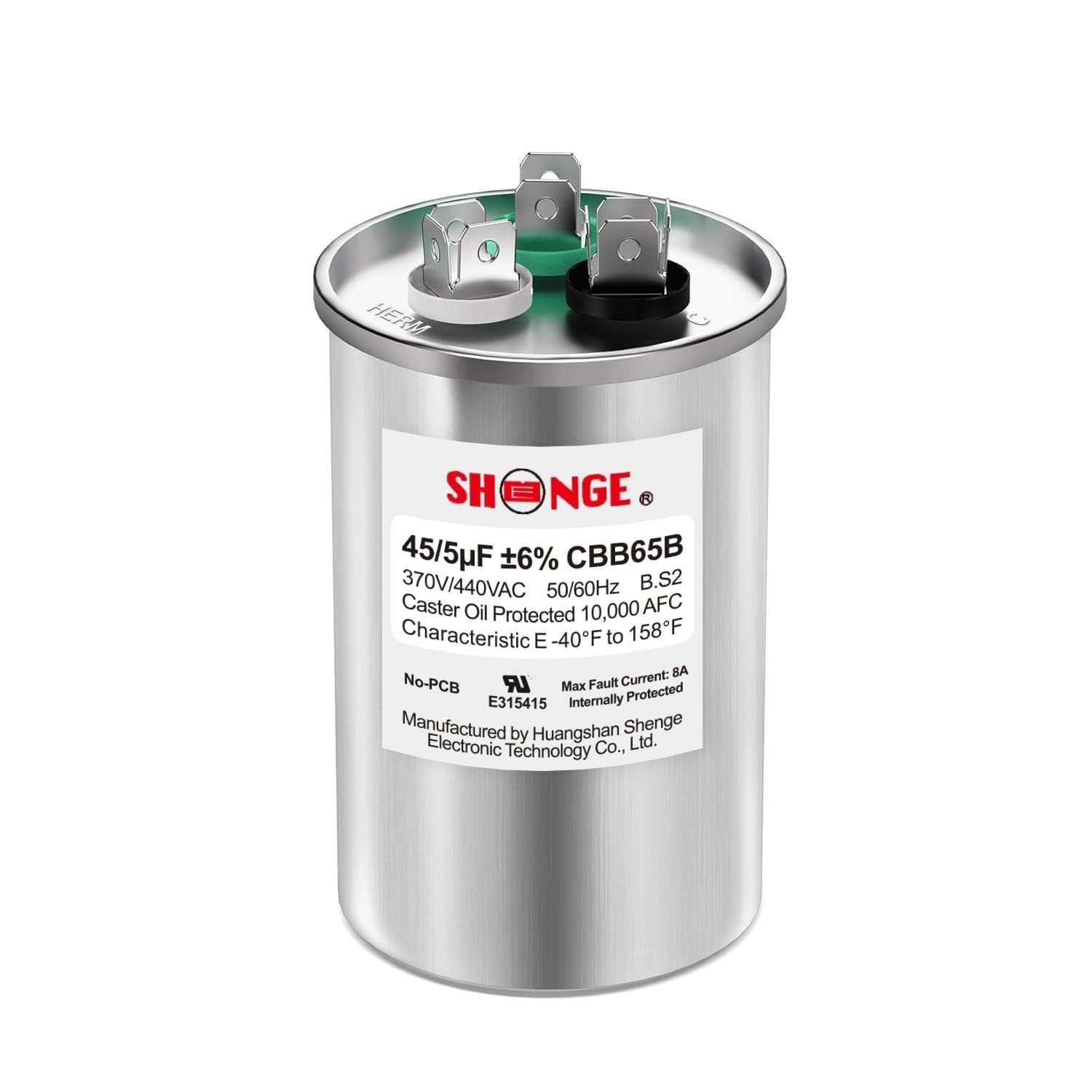 45+5Uf 45/5 MFD ±6% 370V/440V CBB65B AC Capacitor, Dual Run round Capacitor Repl