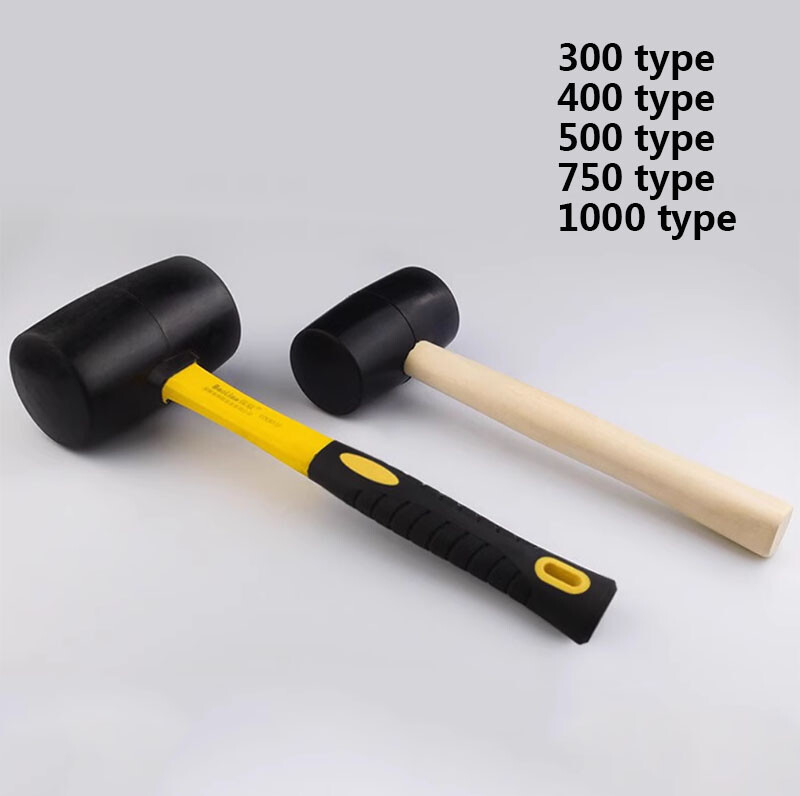 1xRubber Mllet Hammer head Wood Shaft Grip Handle Camping Paving Tiling Tool New