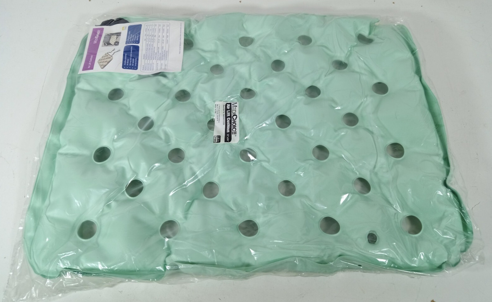 Bariatric Waffle Air Lift Cushion Wheelchair 28" x 22" x 1.5 700Lbs Green Vinyl
