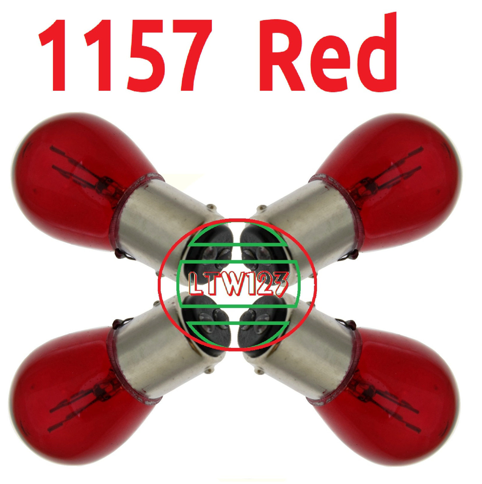 (4 Pieces) 1157 RED Bulb 12v Repl. 1034, 2057, 2357, 3496, 1016, 7528, 1178