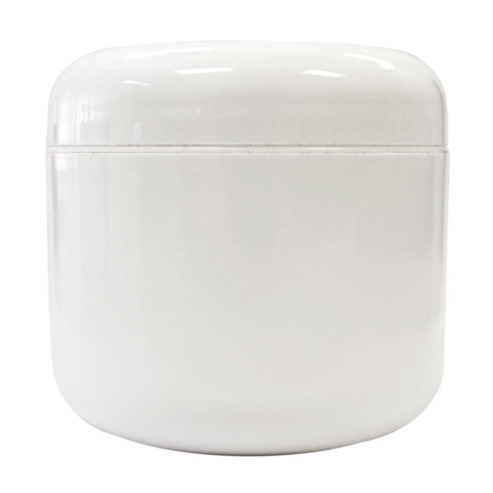 White Plastic Jar (2oz, 4oz, and 8oz) w/ Lid - Polypro Double Wall