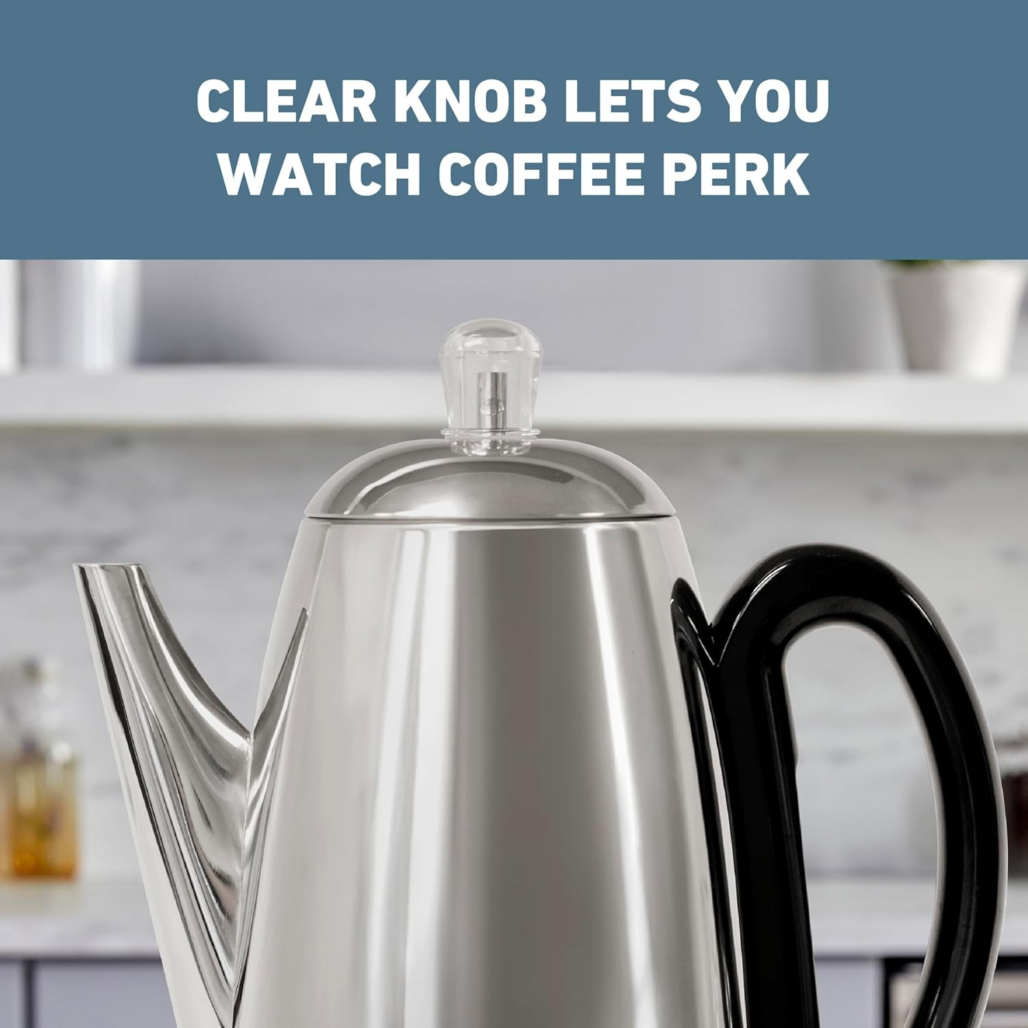 Electric Percolator Classic Style Coffee Maker with Heat Resistant Handle Base a