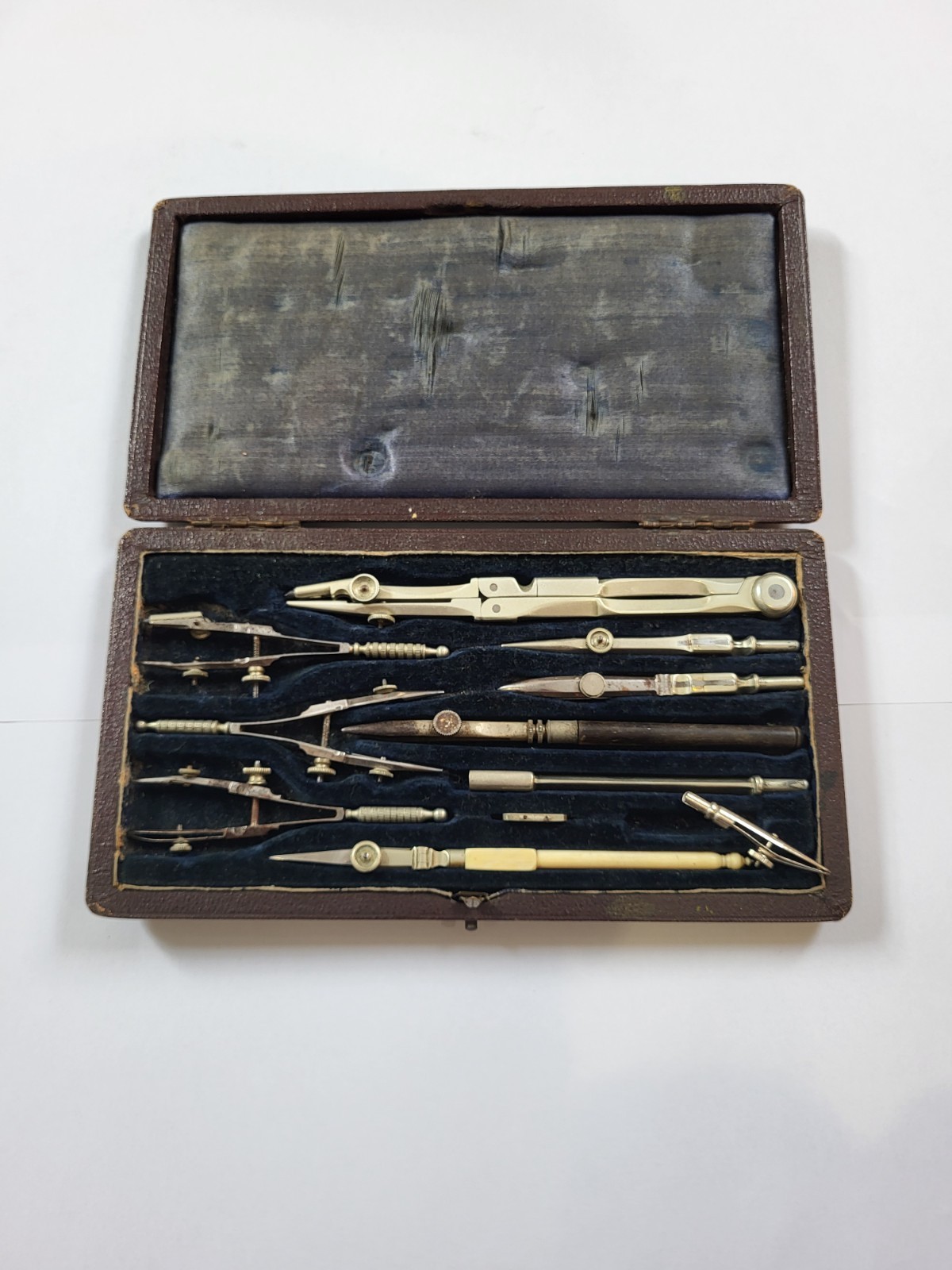 Antique Cased Draughtsman’s Drawing Instrument Set Compasses Dividers c.1900–30