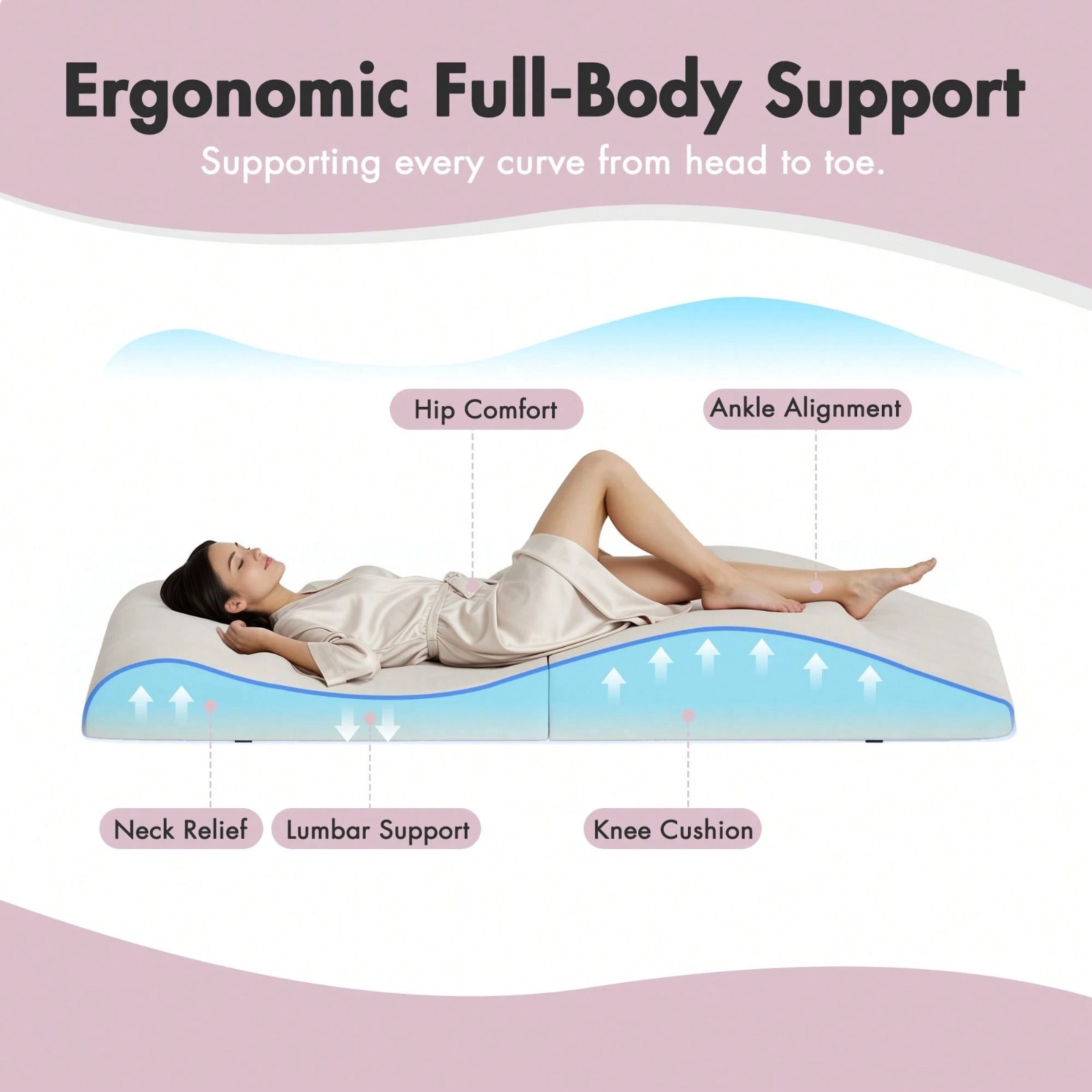 Foldable Lash Bed Topper Foam Cushion Massage Table Spa Pad Beige