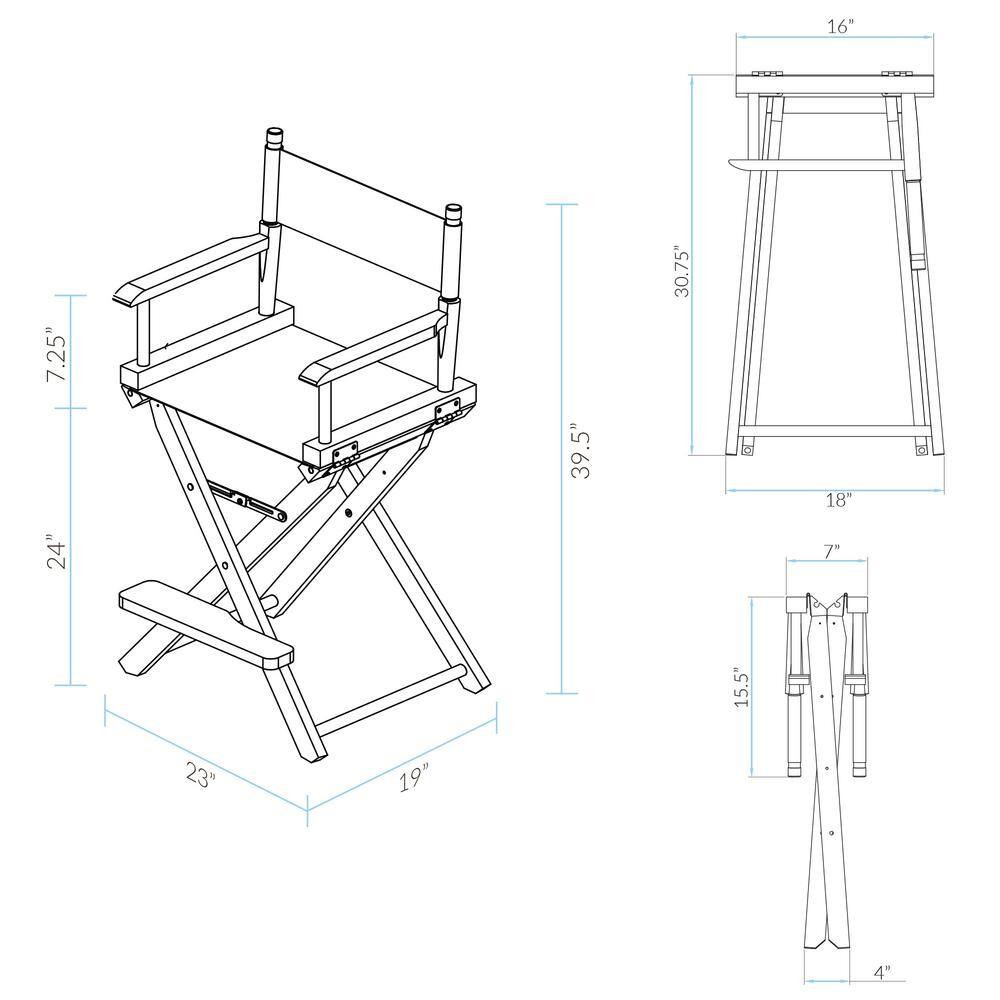 30 In. Seat Height Black New Solid Wood Director'S Chair Frame Only, Folding Cha