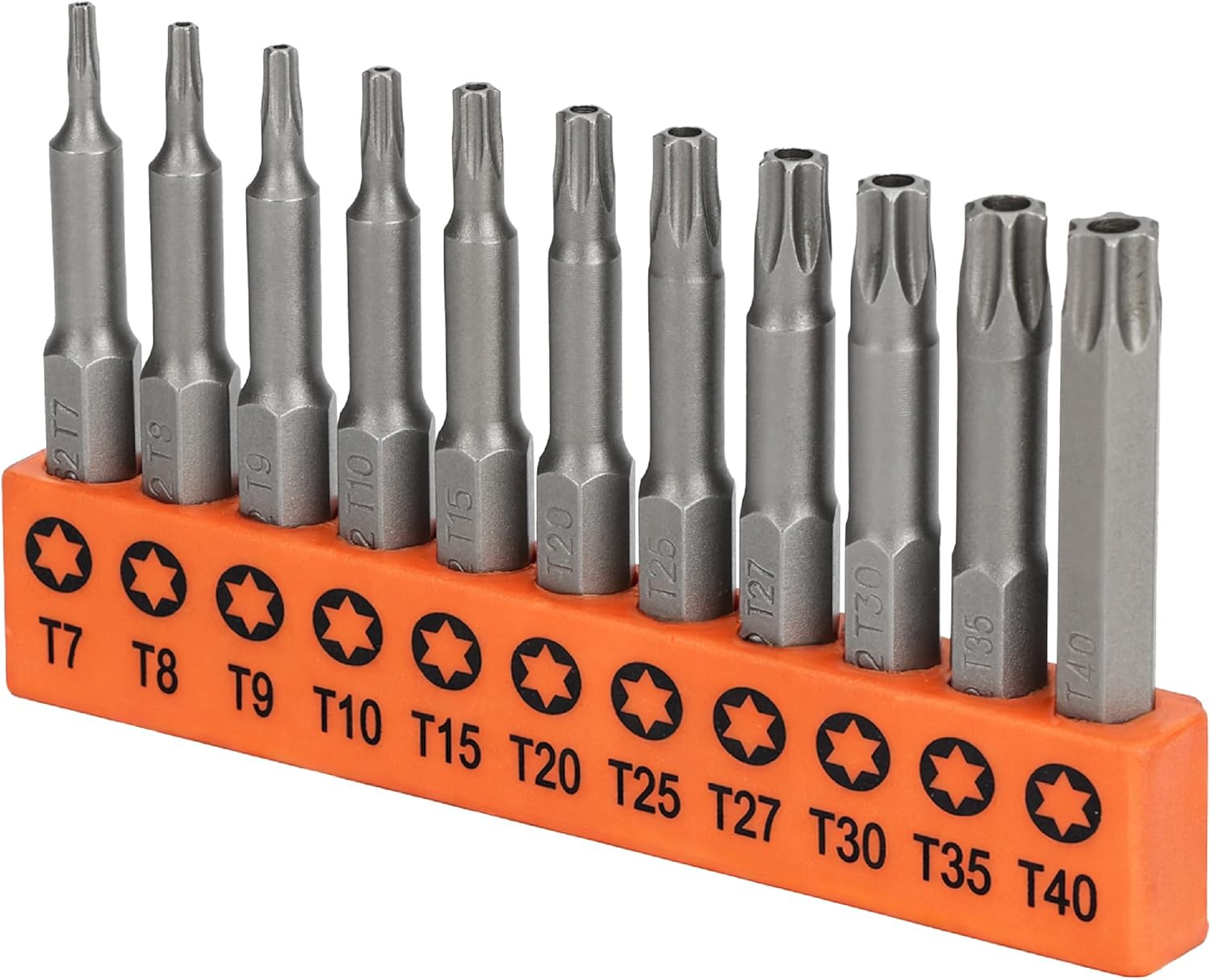 Bates- Security Torx Bit Set, 11 Pcs, 2 Inch Long, 1/4" Drive Hex Shank, T7-T40,