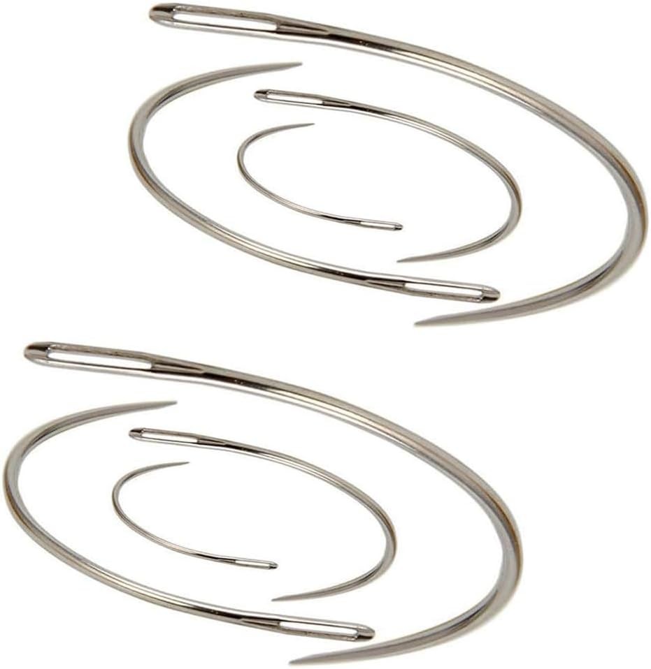 2 Sets 2'' / 2.5'' / 3 ''/ 3.5 '' Curved Leather Hand Sewing Needles C T