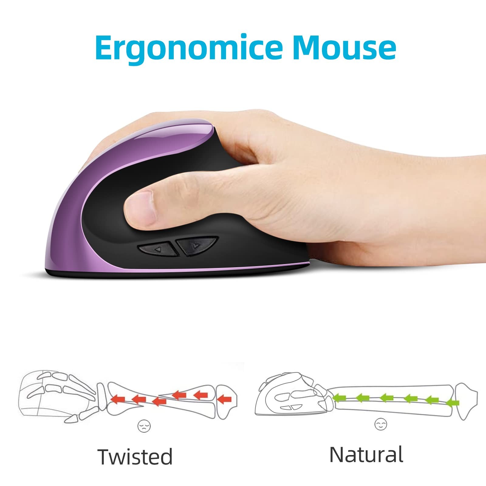 Ergonomic Mouse Wireless, Vertical Mouse Right Handed Small Mouse with 6 Butt...