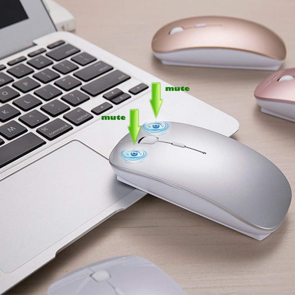 Rechargeable Bluetooth Mouse for MacBook/MacBook air/Pro/iPad, Silver